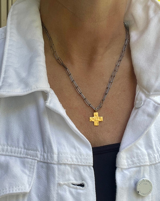 Hammered Cross Necklace
